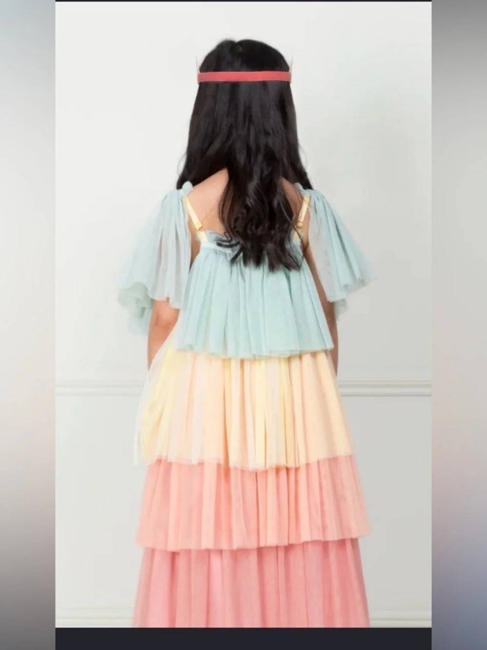 Meri Meri Rainbow Princess Dress - Mint, Yellow & Pink EUC Size 3-4